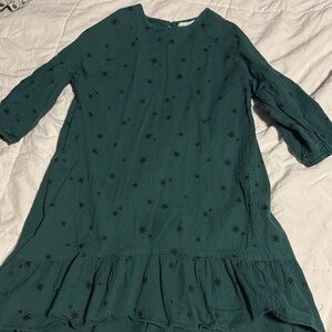 Green Star Pattern Kids Casual Dress